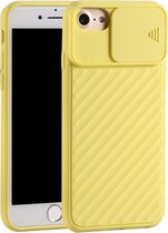 Voor iPhone 6 Plus & 6s Plus / 7 Plus & 8 Plus Schuifcamera Cover Design Twill Anti-Slip TPU Case (Geel)