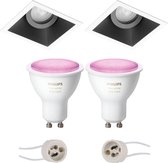 PHILIPS HUE - LED Spot Set GU10 - White and Color Ambiance - Bluetooth - Prima Zano Pro - Inbouw Vierkant - Mat Zwart/Wit - Kantelbaar - 93mm
