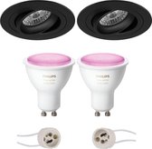 PHILIPS HUE - LED Spot Set GU10 - White and Color Ambiance - Bluetooth - Prima Alpin Pro - Inbouw Rond - Mat Zwart - Kantelbaar Ø92mm