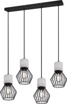 LED Hanglamp - Iona Jamo - E27 Fitting - 4-lichts - Rond - Mat Zwart - Aluminium
