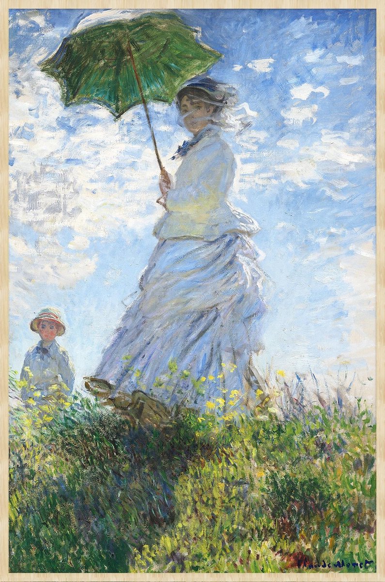 Schilderij - vrouw met parasol - Collectie ART Facsimile - Forex met blanke lijst - 98x148cm