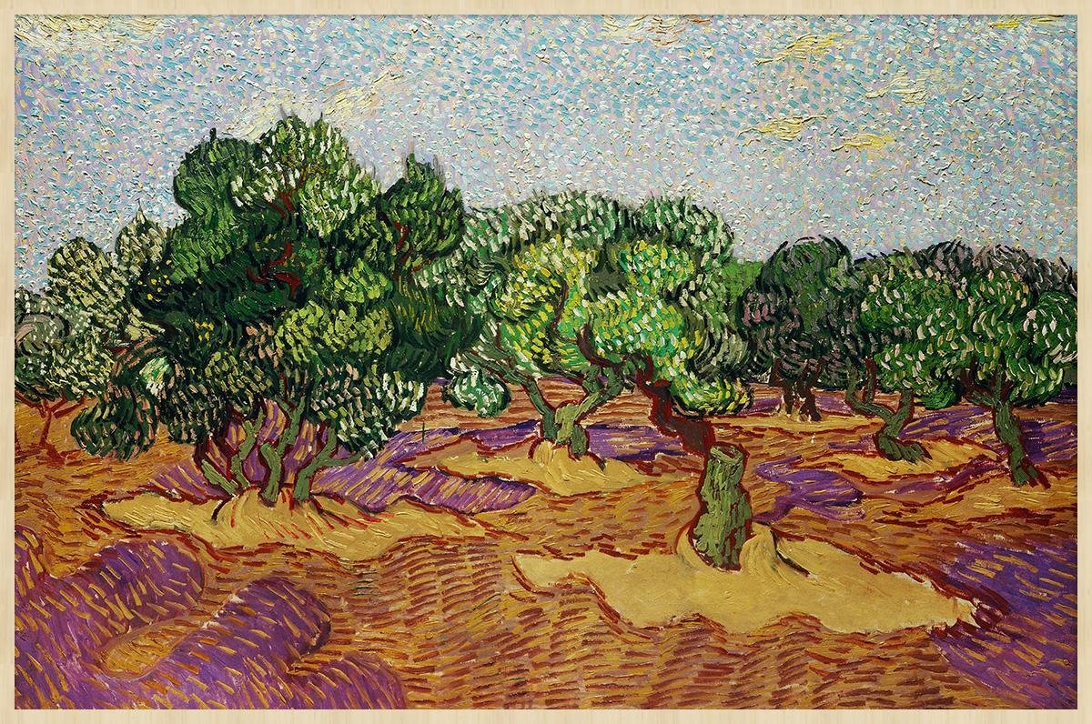 Schilderij - Olijfbomen - Vincent van Gogh - Collectie ART Facsimile - Forex met blanke lijst - 148x98cm