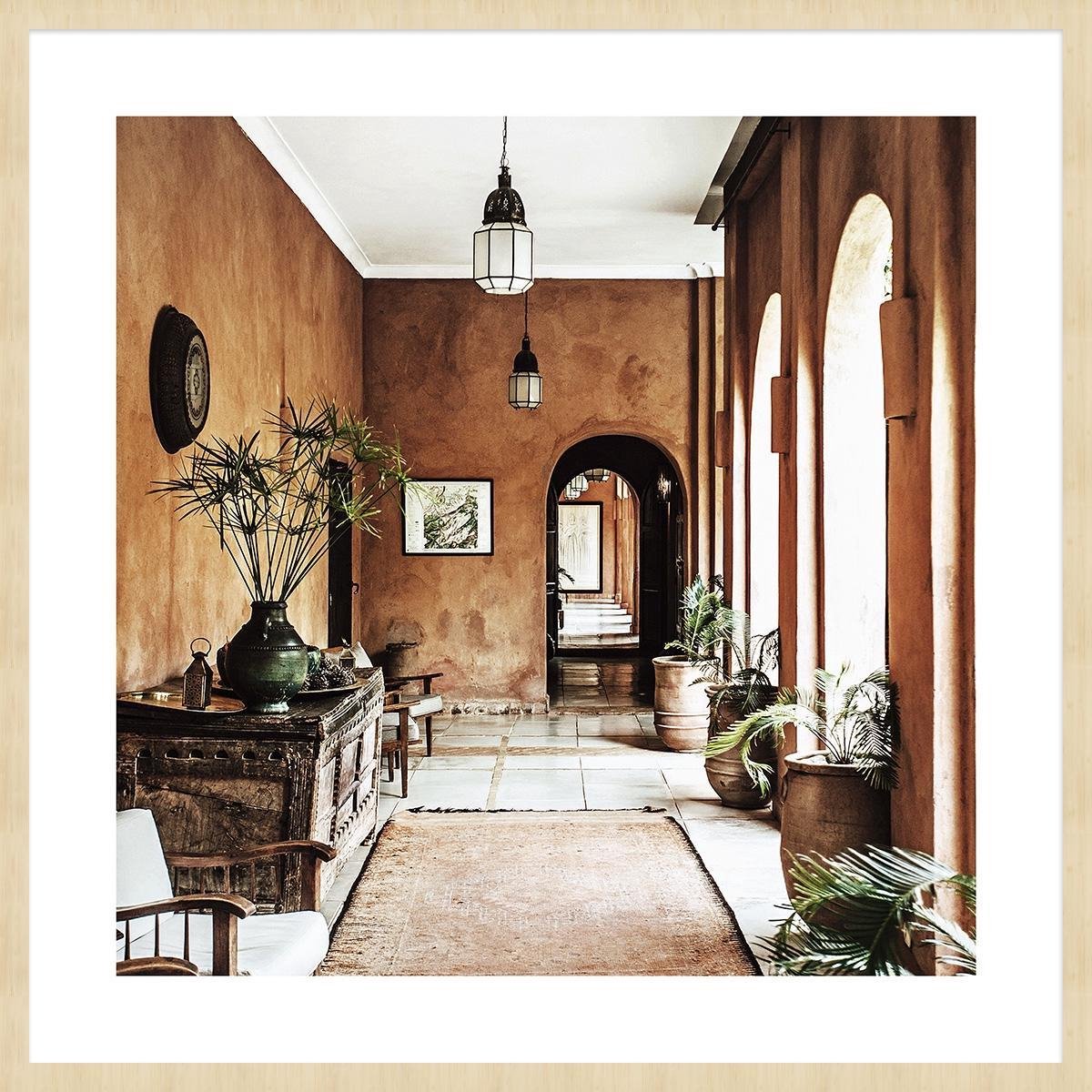 Schilderij - interieur - aardetinten - Collectie Travel stories - Forex met blanke lijst - 74x74cm