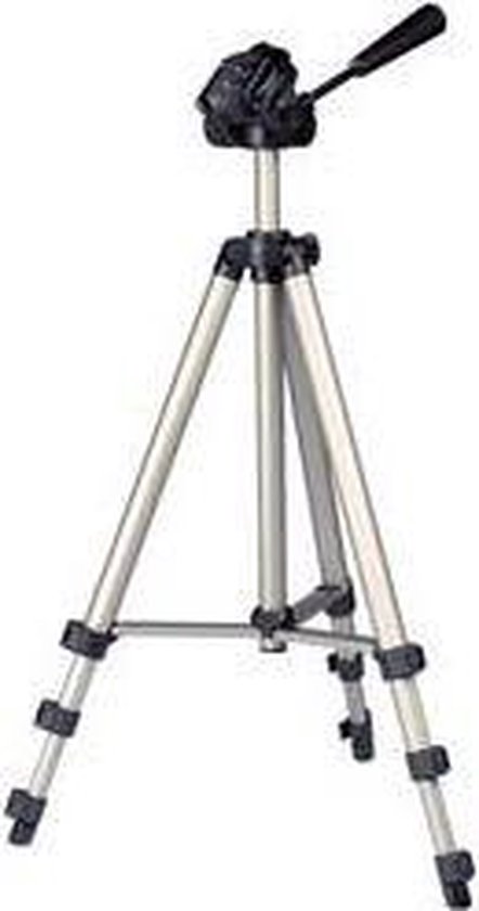 Hama Star 75 statief in zilverkleur met zwarte klemmen en voetjes.