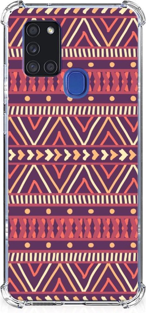 Samsung Galaxy A21s Doorzichtige Silicone Hoesje Aztec Paars