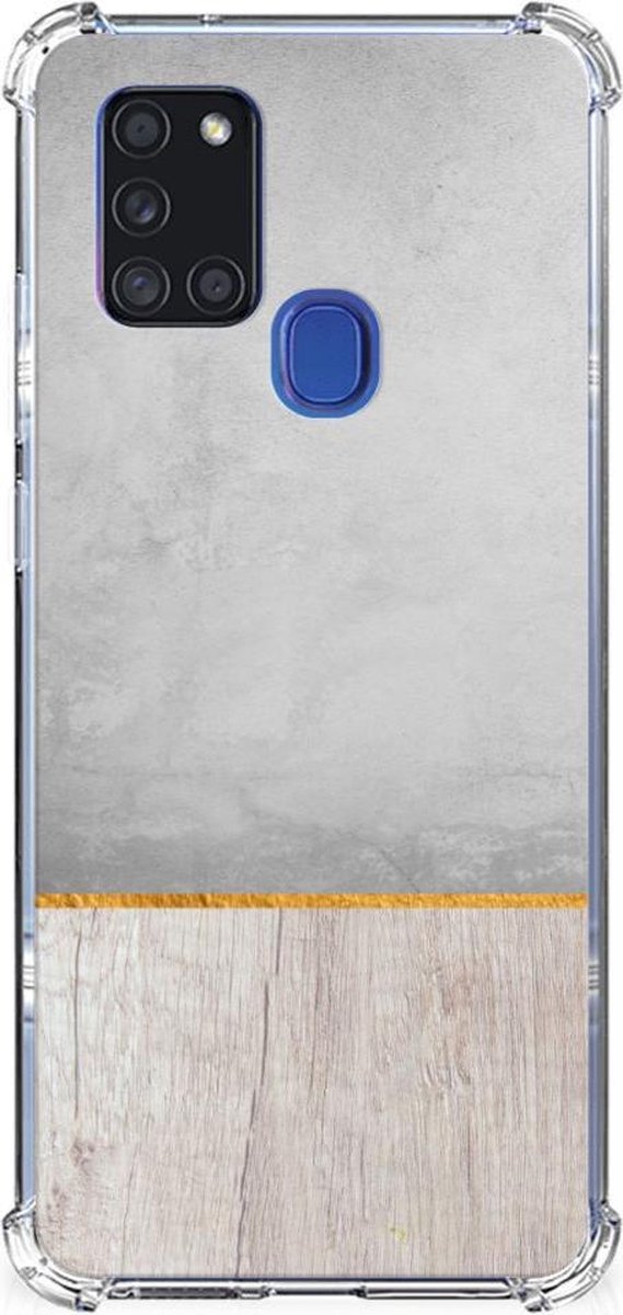 Samsung Galaxy A21s Stevig Telefoonhoesje Wood Concrete