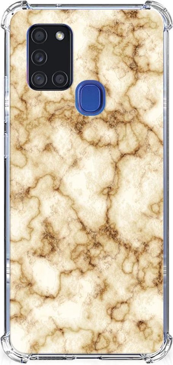 Samsung Galaxy A21s Anti-Shock Hoesje Marmer Goud