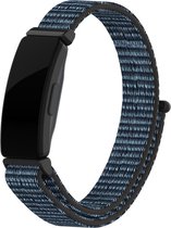 Strap-it Fitbit Inspire nylon bandje - blauw-zwart