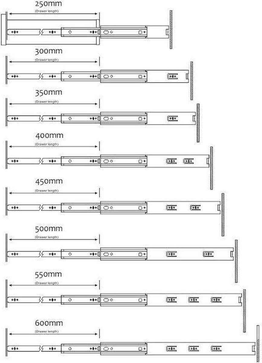 Softclose + push to open ladegeleiders 400mm zijmontage