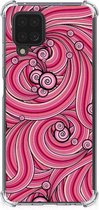 Anti Shock Case Geschikt voor Samsung Galaxy A12 Telefoonhoesje met doorzichtige rand Swirl Pink
