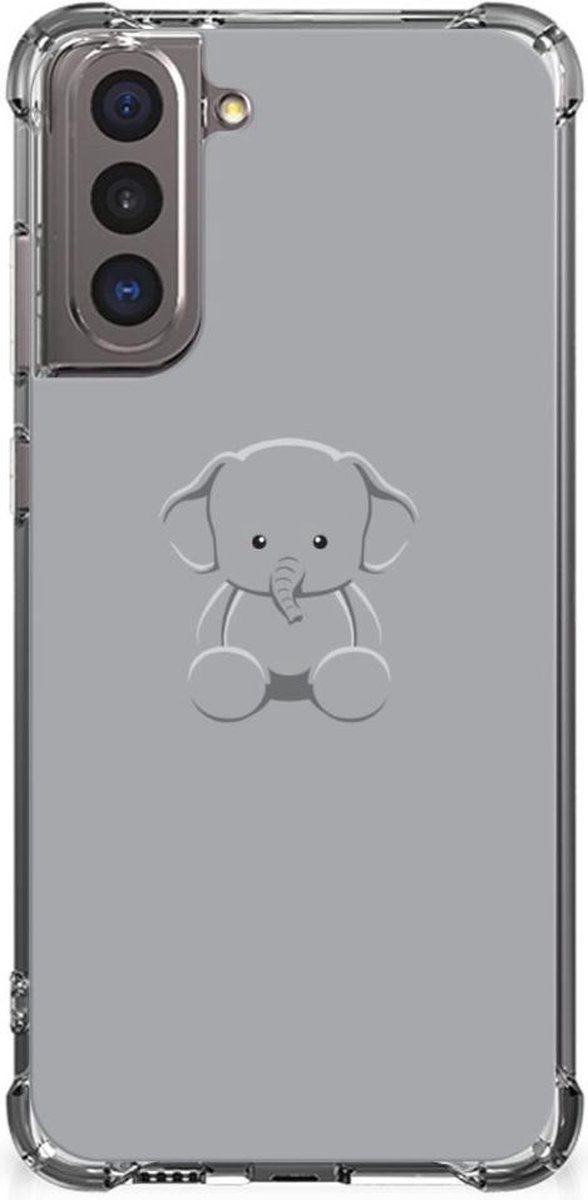Back Cover voor Samsung Galaxy S21 Stevig Bumper Hoesje Grijs Baby Olifant