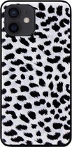 ADEL Siliconen Back Cover Softcase Hoesje Geschikt voor iPhone 12 Mini - Luipaard Wit