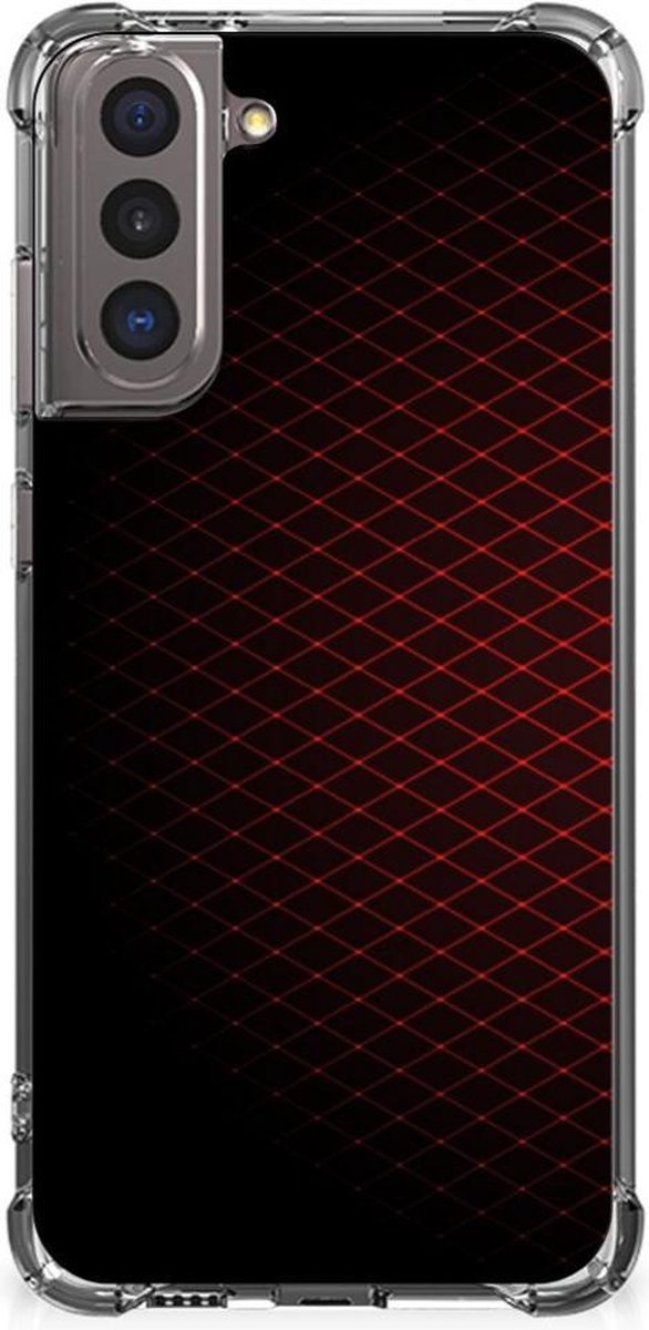 Samsung Galaxy S21 Doorzichtige Silicone Hoesje Geruit Rood