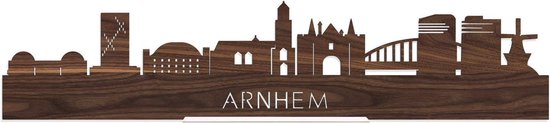 Standing Skyline Arnhem Notenhout - 60 cm - Woondecoratie design - Decoratie om neer te zetten en om op te hangen - Meer steden beschikbaar - Cadeau voor hem - Cadeau voor haar - Jubileum - Verjaardag - Housewarming - Interieur - WoodWideCities