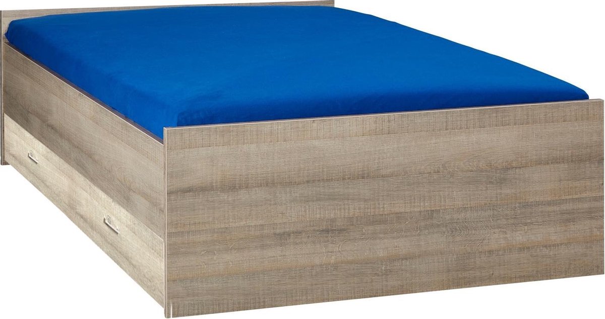 Bed met opbergruimte | 140x200 | Donkergrijs Hout | Inclusief donkergrijze houten bedlade