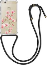 kwmobile telefoonhoesje voor Huawei P10 Lite - Hoesje met koord in poederroze / wit / transparant - Back cover voor smartphone