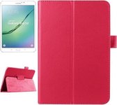 Litchi Texture Horizontale Flip Effen Kleur Smart Leather Case met Twee-vouwbare Houder & Slaap / Wekfunctie voor Galaxy Tab S2 8.0 / T715 (Magenta)