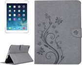 Voor iPad Air 2 Geperste Bloemen Vlinder Patroon Horizontale Flip PU Lederen Case met Magnetische Gesp & Houder & Kaartsleuven & Portemonnee (Grijs)