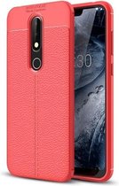Litchi Texture TPU schokbestendig hoesje voor Nokia 6.1Plus / X6 (rood)