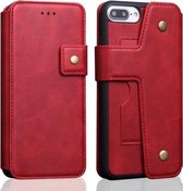 Koeienhuid textuur magnetische absorptie afneembare horizontale flip lederen hoes voor iPhone 8 Plus en 7 Plus, met houder en kaartsleuven en portemonnee (rood)