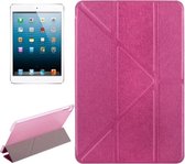 Transformers Style Silk Texture Horizontale Flip Effen Kleur Leren Case met Houder voor iPad Mini 2019 (Magenta)