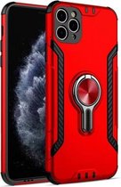 Voor iPhone 11 Pro metalen ringhouder 360 graden roterende TPU + pc beschermhoes (rood)