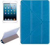 Transformers Style Silk Texture Horizontale Flip Effen Kleur Leren Case met Houder voor iPad mini 4 (Blauw)