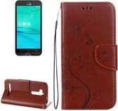 Voor ASUS Zenfone Go ZB500KL Geperst Bloemen Patroon Horizontale Flip Leren Case met Houder & Kaartsleuven & Portemonnee (Bruin)