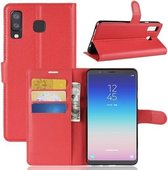 Litchi Texture Horizontale Flip Leren Case voor Galaxy A9 Star / A8 Star, met Portemonnee & Houder & Kaartsleuven (Rood)