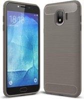 Schokbestendige TPU-hoes van koolstofvezel met geborstelde textuur voor Galaxy J4 2018 (EU-versie) (grijs)