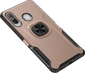 Schokbestendige magnetische autohoes met 360 graden gouden pantserring voor Galaxy A60 (roségoud)