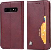 Kneed Skin Texture Horizontale Flip Leren Case voor Galaxy S10, met Fotolijst & Houder & Kaartsleuven & Portemonnee (Wijnrood)