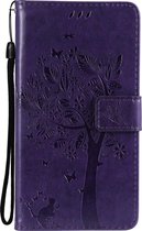 Samsung Galaxy S21 Plus Hoesje - Mobigear - Tree Serie - Kunstlederen Bookcase - Paars - Hoesje Geschikt Voor Samsung Galaxy S21 Plus