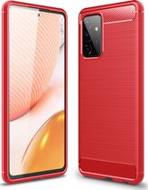 Samsung Galaxy A72 Hoesje - Mobigear - Brushed Slim Serie - TPU Backcover - Rood - Hoesje Geschikt Voor Samsung Galaxy A72