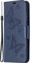 Mobigear Telefoonhoesje geschikt voor Kunstleer Hoesje Bookcase | Mobigear Butterfly | Pasjeshouder voor 2 Pasjes | Telefoonhoesje voor Pinpas / OV Kaart / Rijbewijs Blauw