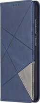 Samsung Galaxy A72 Hoesje - Mobigear - Rhombus Slim Serie - Kunstlederen Bookcase - Blauw - Hoesje Geschikt Voor Samsung Galaxy A72