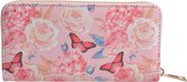 Juleeze Portemonnee 10x19 cm Roze Kunstleer Rechthoek Bloemen Beurs Geldbeurs Geldbuidel