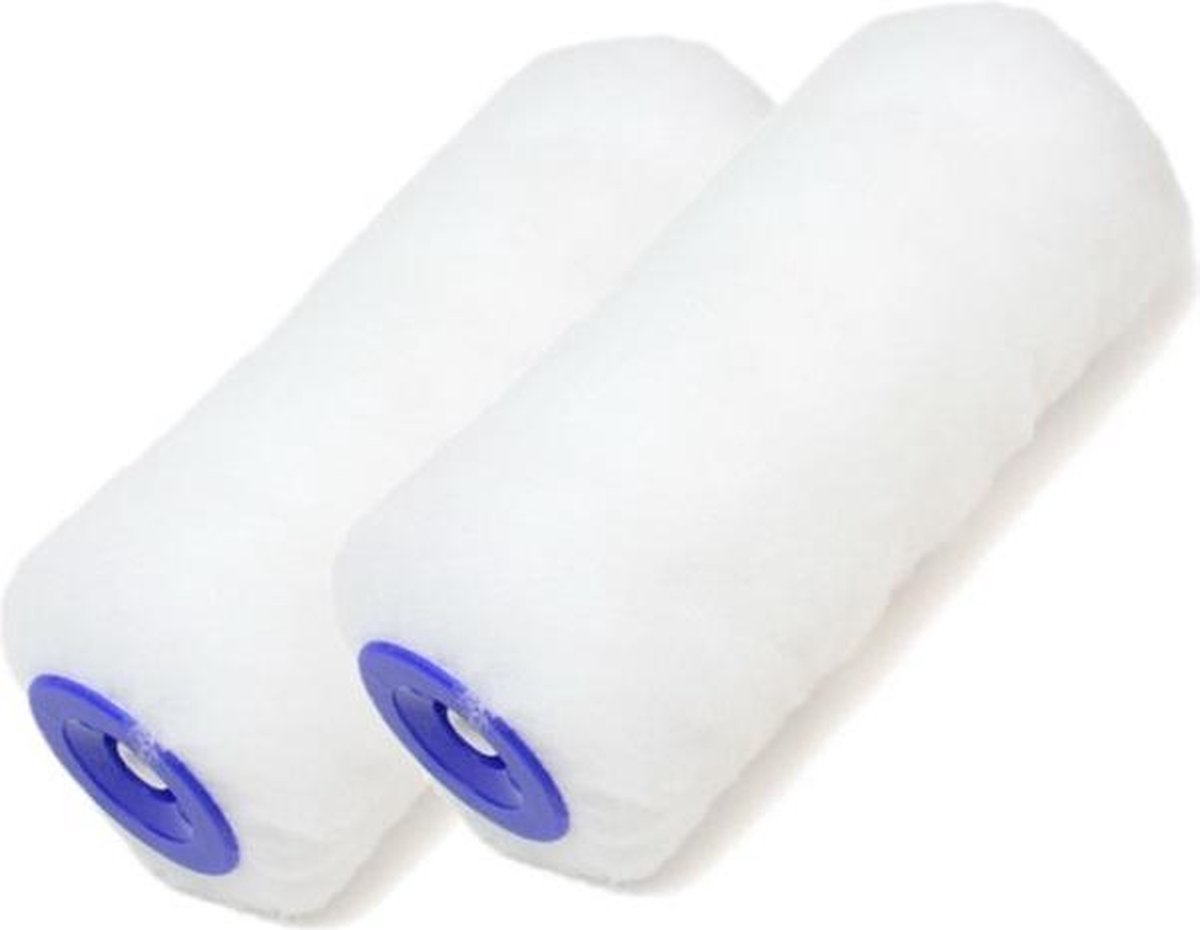 Set van 2x stuks muur vacht verfrollers polyester 7,8 x 18 cm - Verfspullen - Schildersbenodigheden
