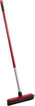 Balai caoutchouc / balai de coiffure rouge avec manche télescopique 30 cm - articles de nettoyage / balais