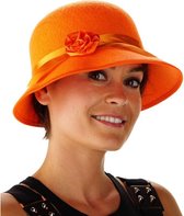4x stuks oranje dames hoedje Bea met bloem - Koningsdag/supporters/prinsjesdag verkleed hoeden