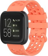 Shop4 - Fitbit Versa Lite Bandje - Siliconen Gaatjes Oranje