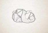 Line Art - Panda 1 - XS - 17x30cm - EssenhoutWit - geometrische wanddecoratie