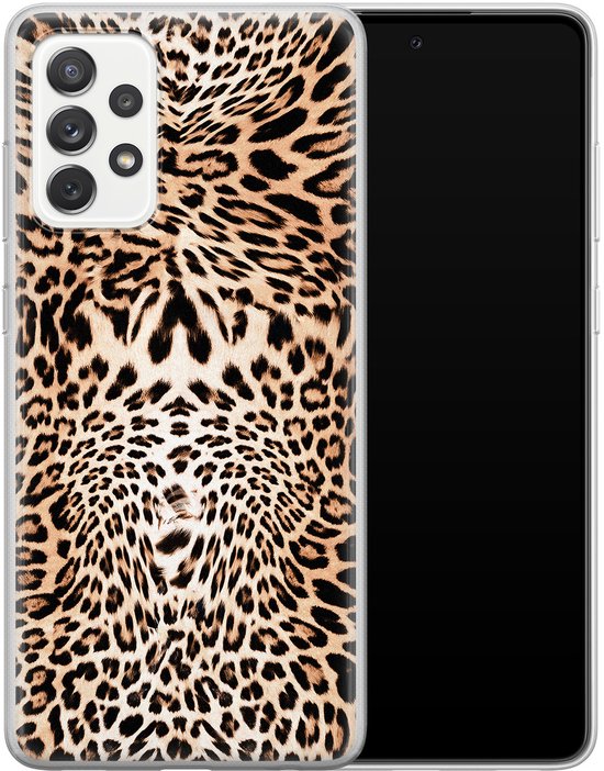 Coque Samsung A52 - Imprimé Léopard | Samsung Galaxy A52 | Étui en Siliconen TPU | Couverture arrière transparente