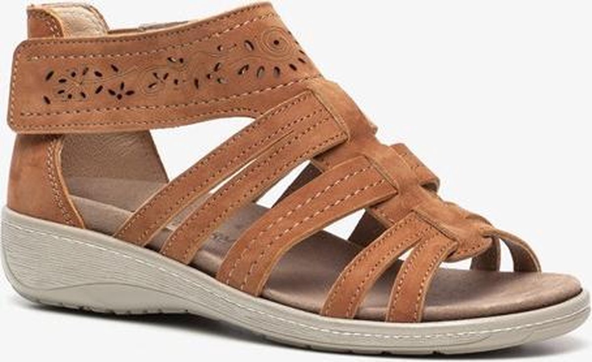 Natuform suede dames sandalen Cognac - Schoenen.nl