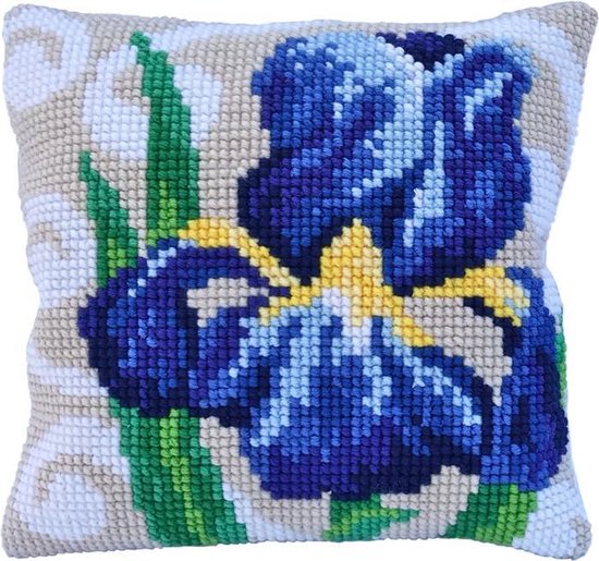 Needleart World Blue Iris Kruissteekkussen pakket