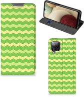 Book Case Geschikt voor Samsung Galaxy A12 Telefoonhoesje Waves Green