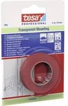 Tesa Professional Transparent Mounting tape verpakking met een rol rode tape.