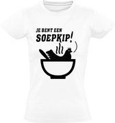 Je bent een soepkip Dames t-shirt | Ernst & Bobbie | kip | dierendag | sukkel | prutser | grappig | cadeau | Wit