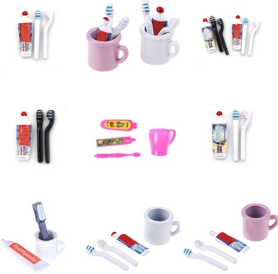 1:12 poppenhuis miniatuur mini tandpasta, tandenborstel, keuken, meubels  speelgoed... | bol.com