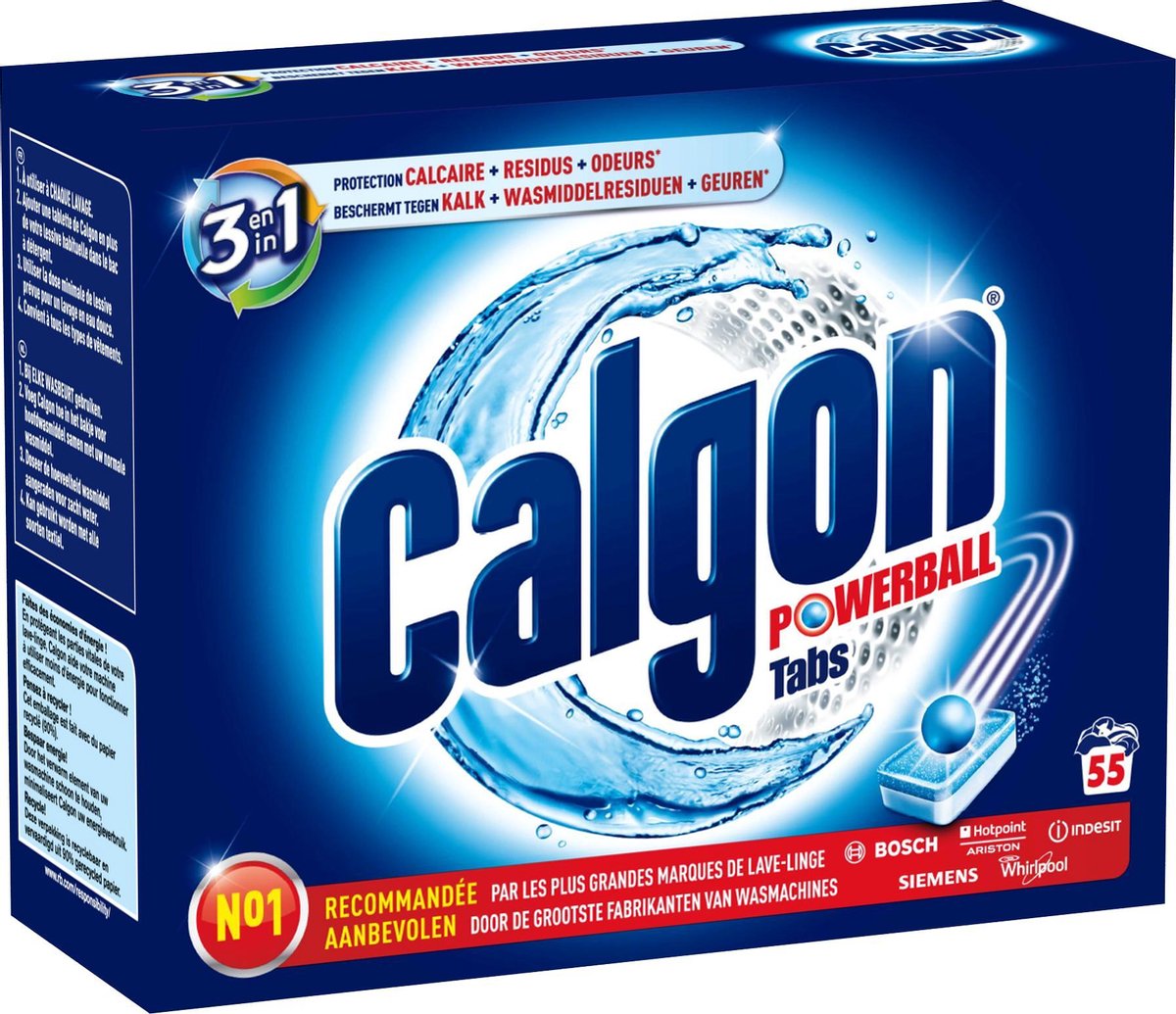Calgon 3 in 1 Powerball Tabs Wasmachine Reiniger en Anti kalk 55